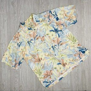 Kona Kai floral tropical Hawaiian shirt button up t shirt vacation size xl